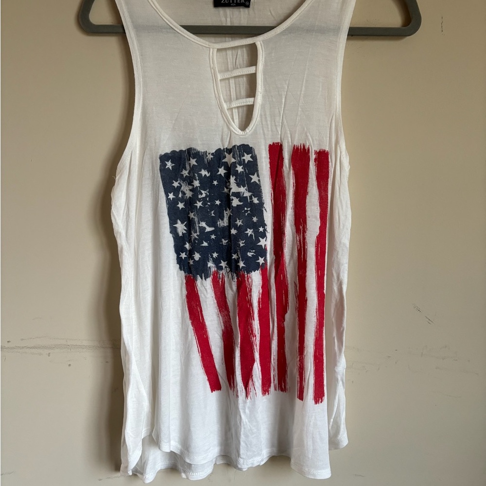 Zutter White Tank Top with Patriotic Design